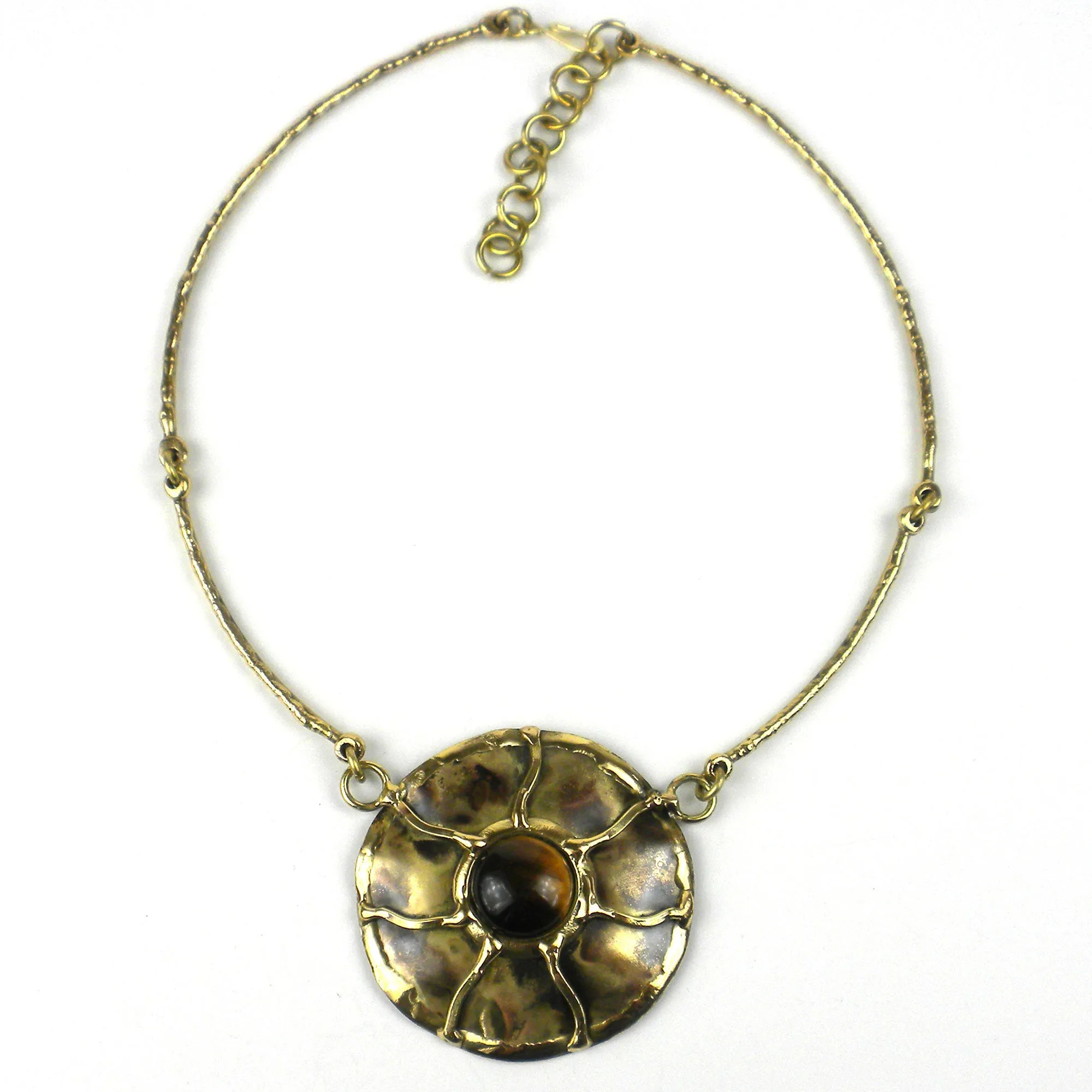 Gold Tiger Eye Sun Necklace Brass Images