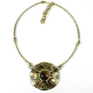 Gold Tiger Eye Sun Necklace Brass Images