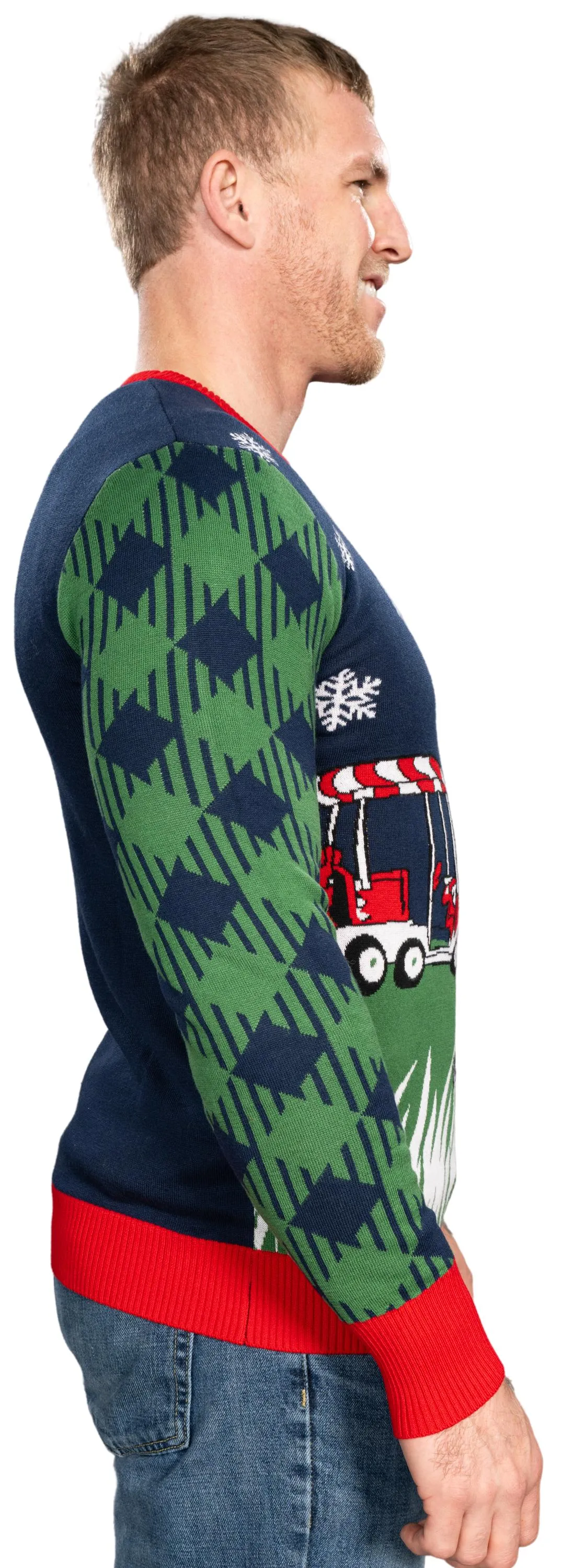 Golfing Santa Knitted Christmas Jumper JulesRoche Festive Unisex