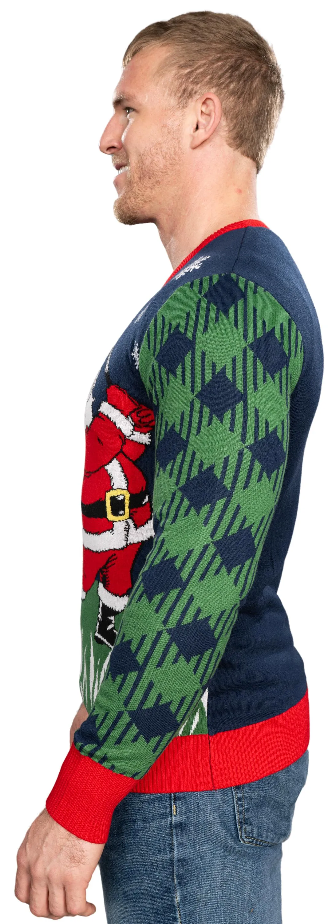 Golfing Santa Knitted Christmas Jumper JulesRoche Festive Unisex