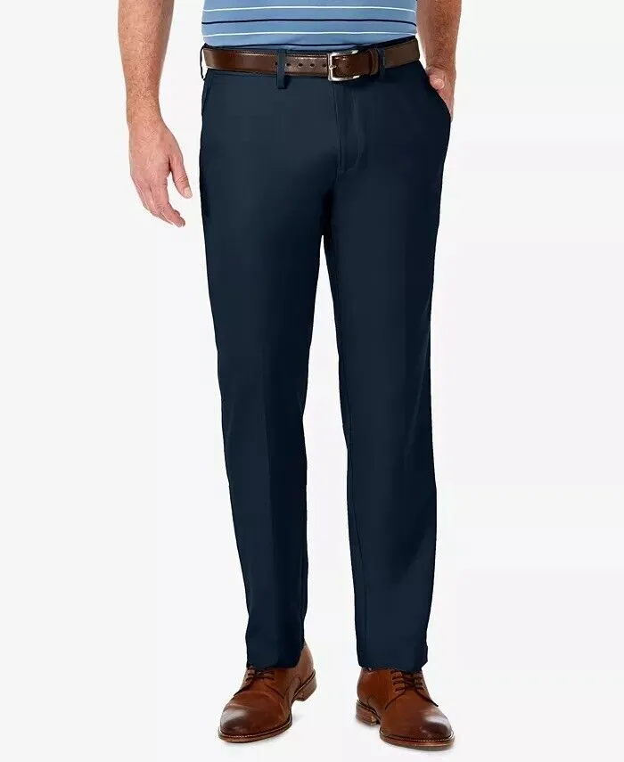 Haggar Mens Straight fit Dress Pants 38 / 29 Blue Solid