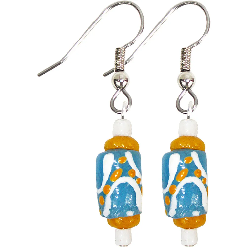 Hand Painted Earrings Light Blue Global Mamas