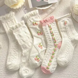 Harajuku Kawaii Aesthetic Cottagecore White Socks