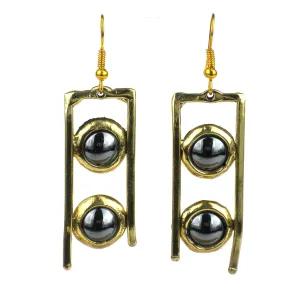 Hematite and Brass Ladder Earrings Brass Images