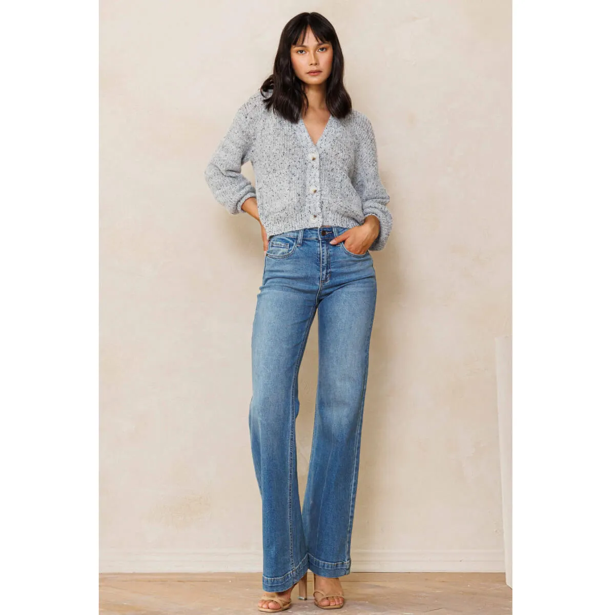 High Rise Wide Leg Palazzo Jeans