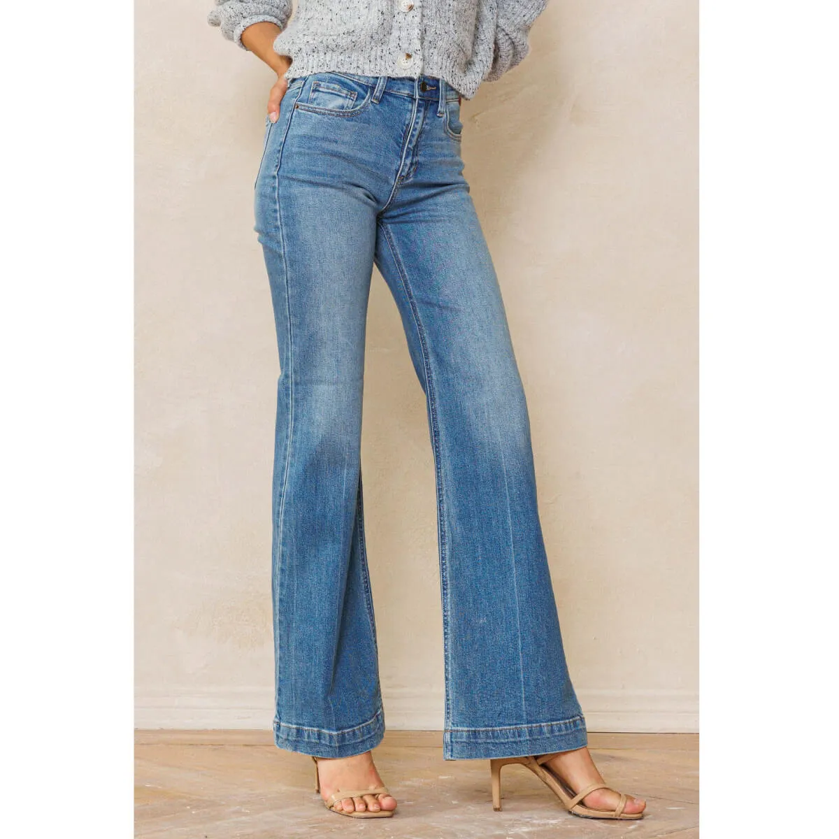 High Rise Wide Leg Palazzo Jeans
