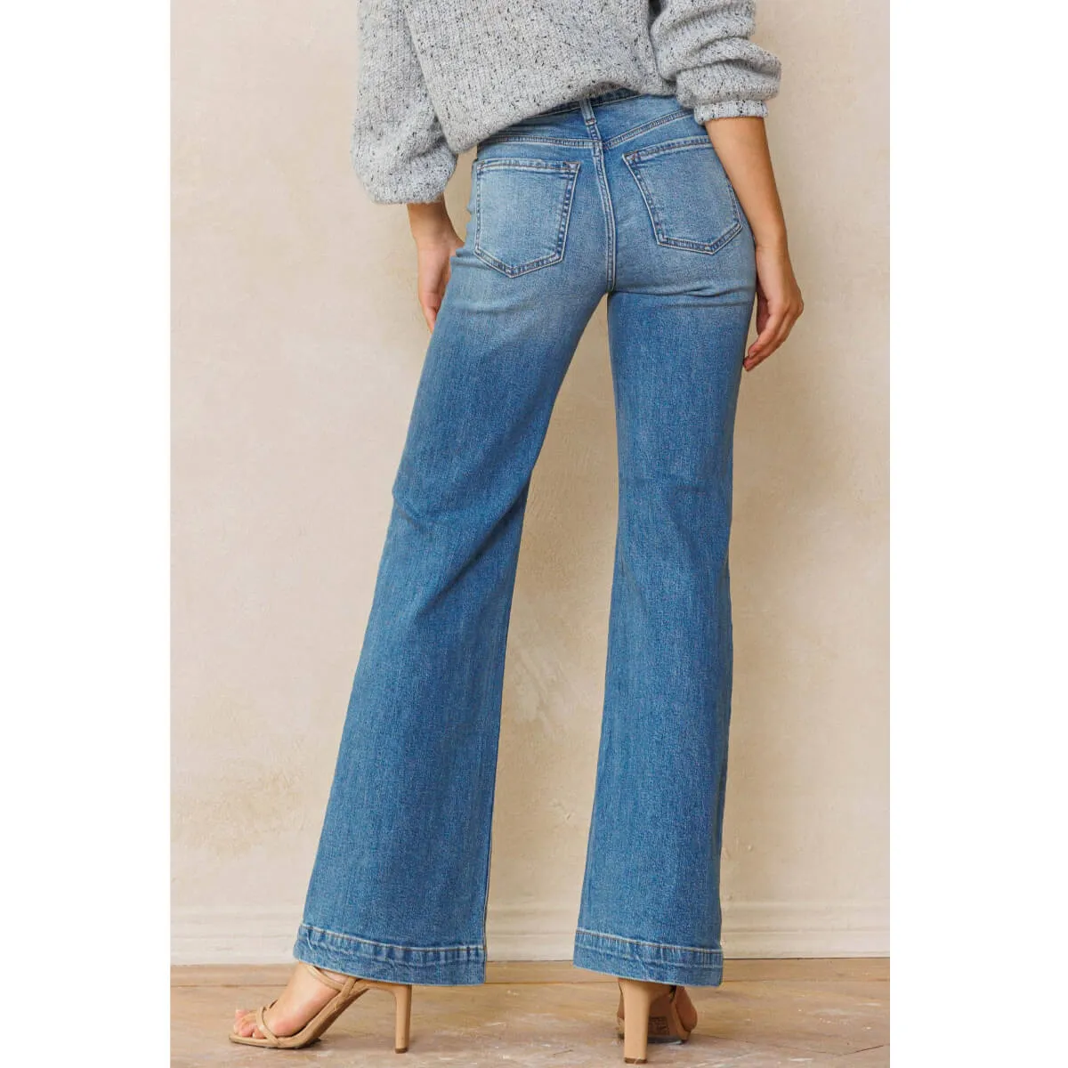 High Rise Wide Leg Palazzo Jeans