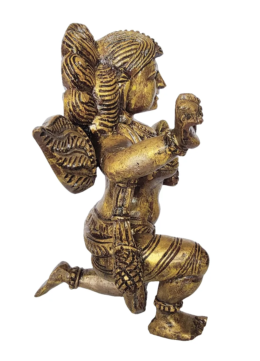 Home Decor Ornament. Handcrafted South Indian Wooden Angel Sculpture.