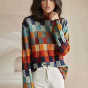 Ivyshape | Checked Turtleneck Sweater