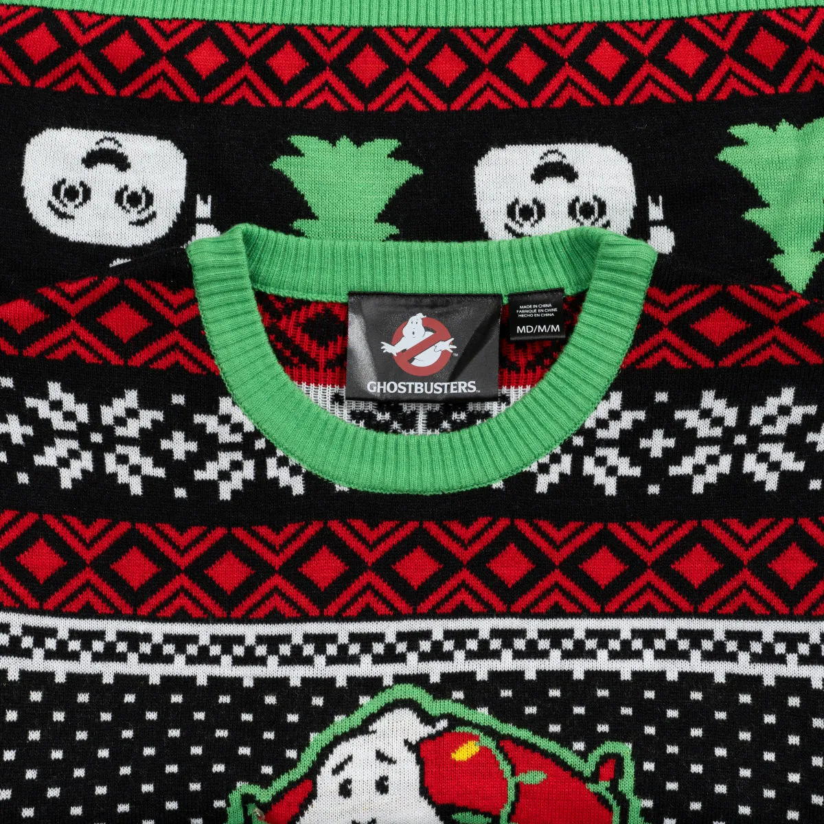 JulesRoche Ghostbusters Ugly Christmas Sweater Light-Up Design