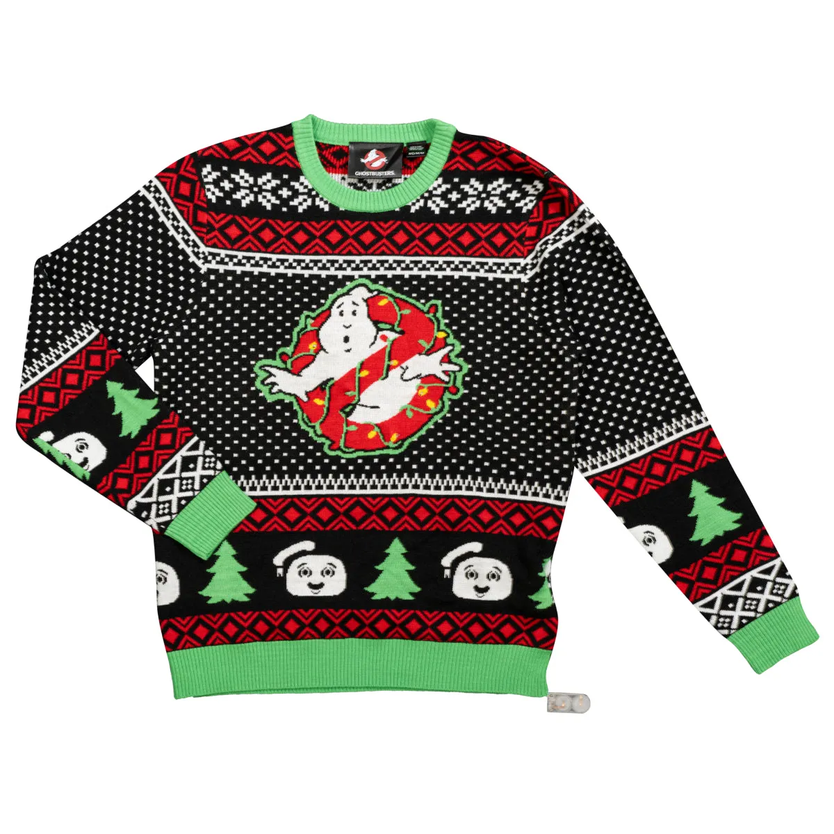 JulesRoche Ghostbusters Ugly Christmas Sweater Light-Up Design