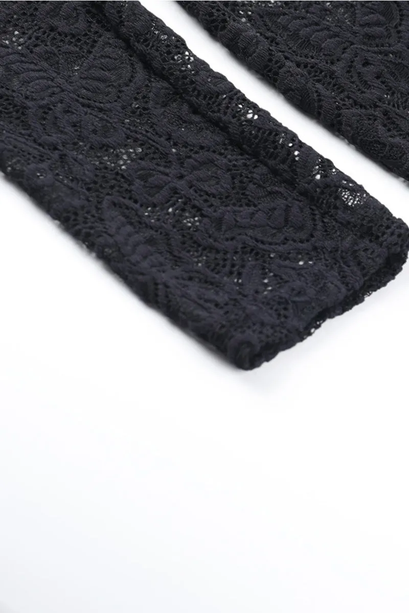 Lace Cutout Bandage Long Sleeve Backless Maxi Dress