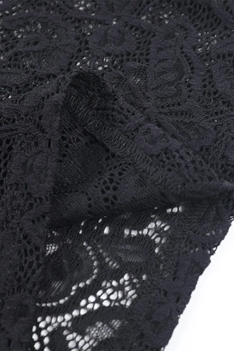 Lace Cutout Bandage Long Sleeve Backless Maxi Dress