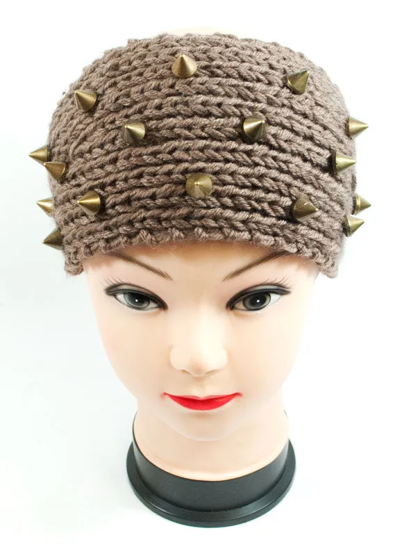 Ladies Knitted Headbands with Spike Studs Wholesale