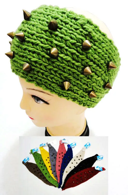 Ladies Knitted Headbands with Spike Studs Wholesale