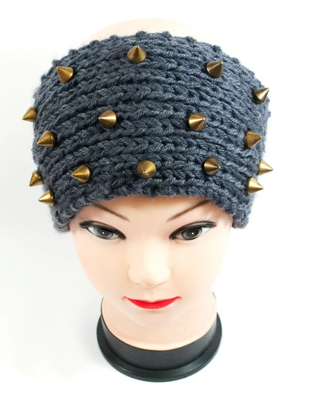 Ladies Knitted Headbands with Spike Studs Wholesale