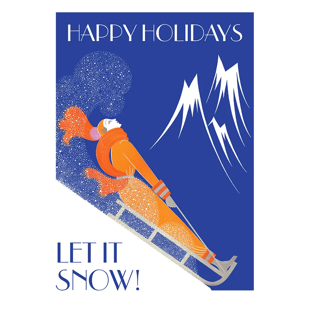 Lady on a Sled - Boxed Christmas Cards