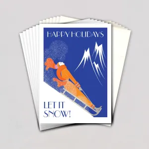 Lady on a Sled - Boxed Christmas Cards