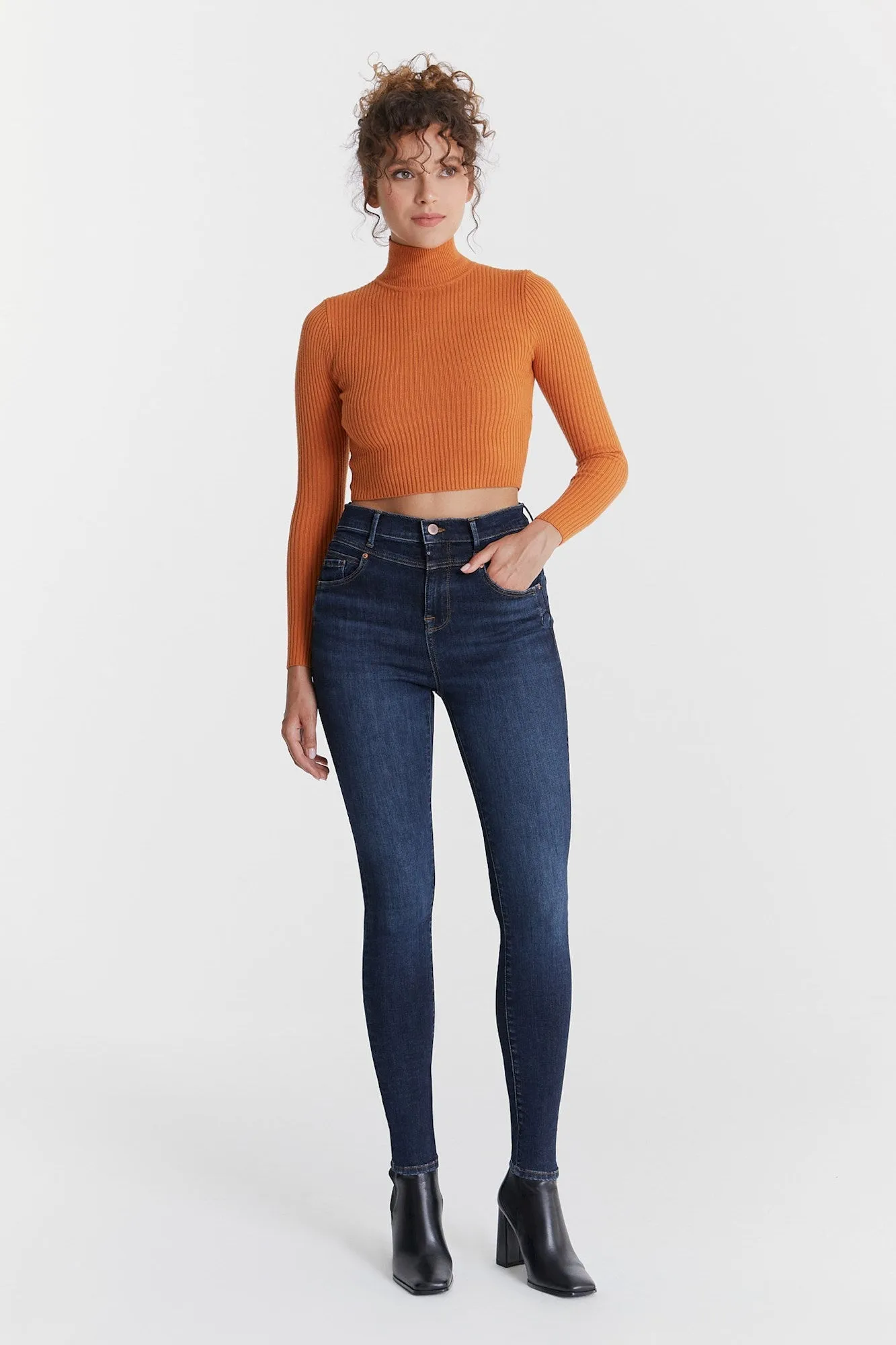 Lisa - Ultra High Waist Skinny Jeans - Deep Blue