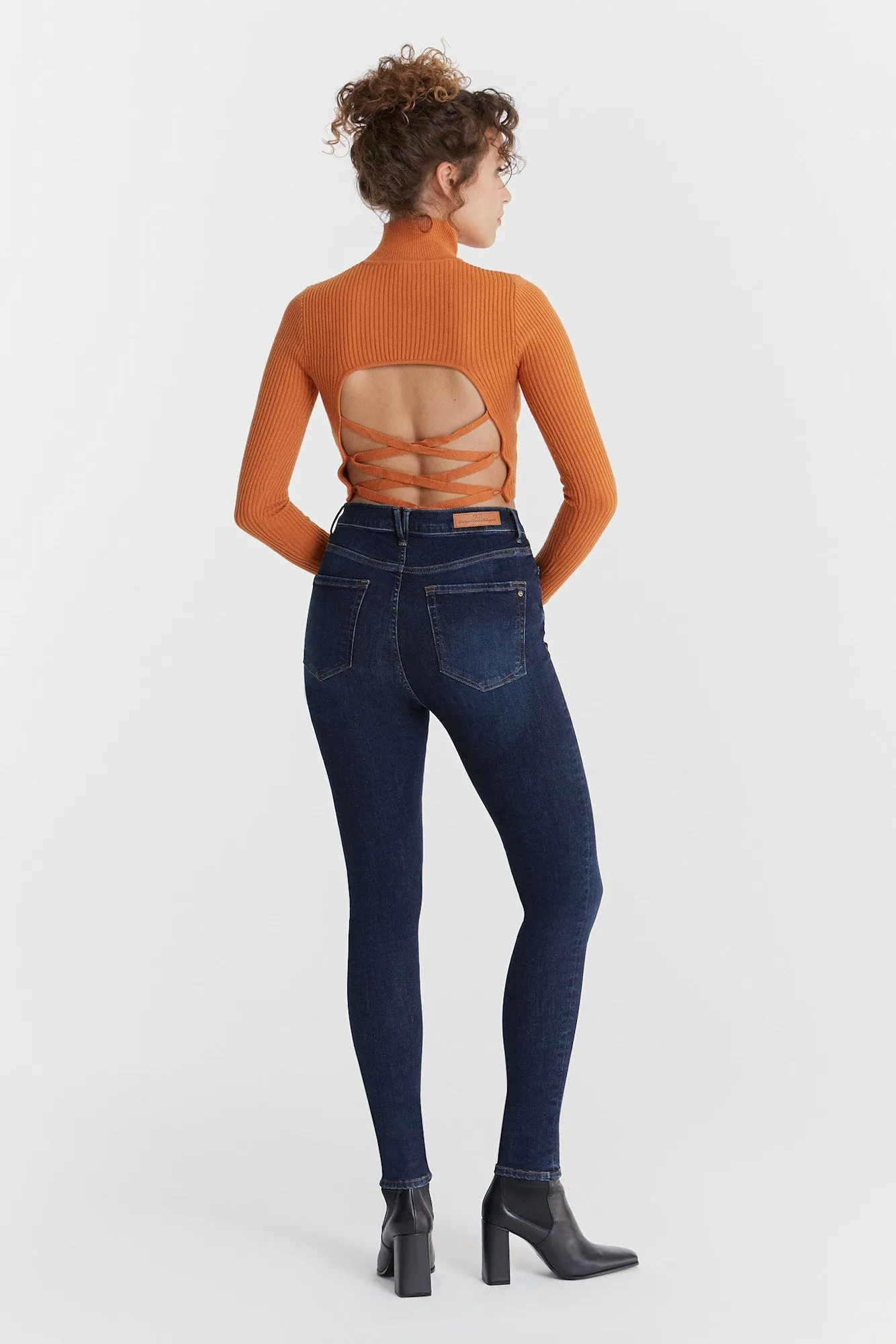 Lisa - Ultra High Waist Skinny Jeans - Deep Blue