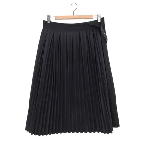 Loewe Black Pleated Skirt with Leather Belt – 44 / L / 12
