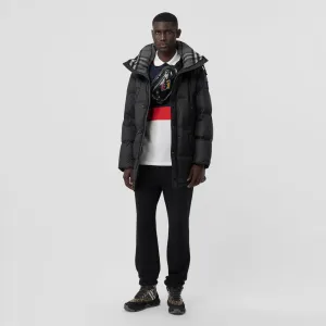 LOGO DETAIL HOODED PUFFER COAT