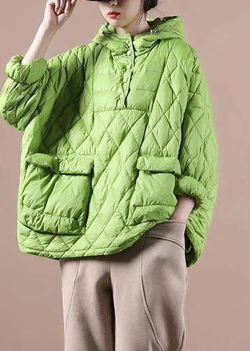 Loose Fitting Winter Puffer Jacket Hooded Black Down Coat