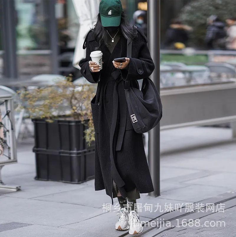 MB FASHION LONG SLEEVE KNIT SWEATER TRENCH COAT 2775LY