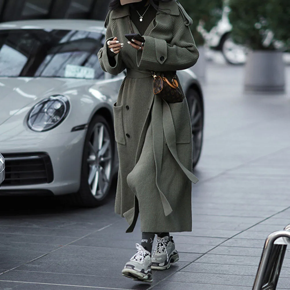 MB FASHION LONG SLEEVE KNIT SWEATER TRENCH COAT 2775LY