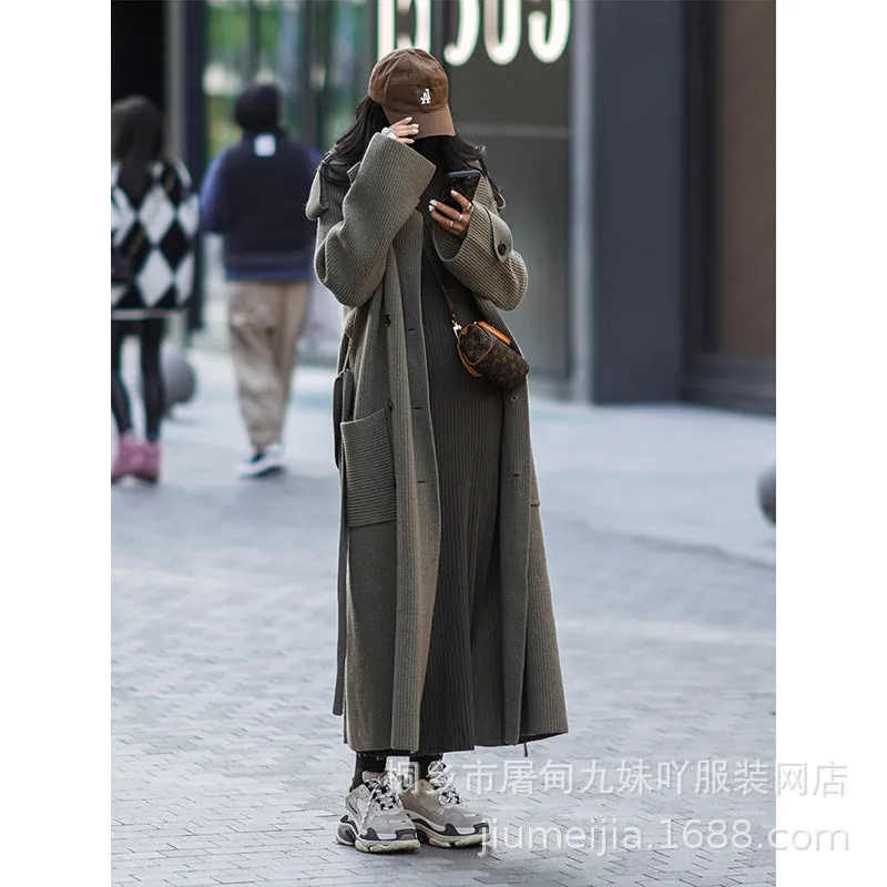 MB FASHION LONG SLEEVE KNIT SWEATER TRENCH COAT 2775LY