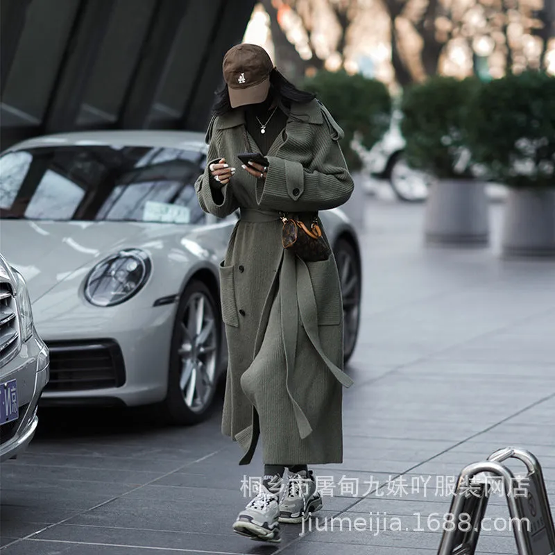 MB FASHION LONG SLEEVE KNIT SWEATER TRENCH COAT 2775LY