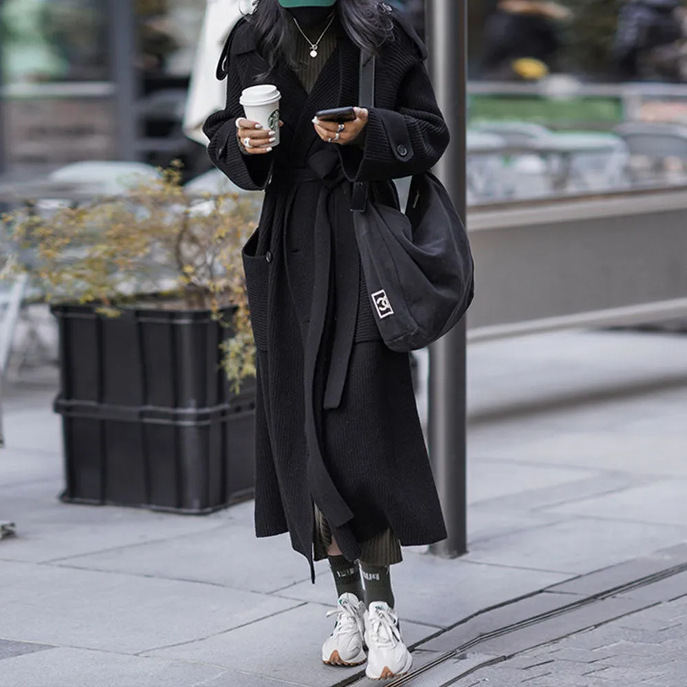 MB FASHION LONG SLEEVE KNIT SWEATER TRENCH COAT 2775LY