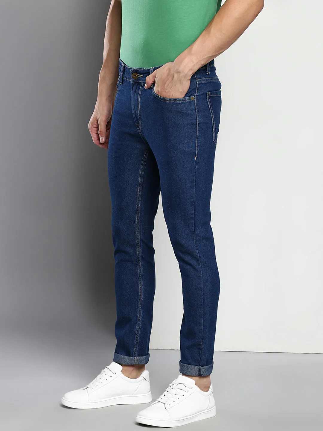 Men's Dark Indigo Slim Fit Mid Rise Denim Jeans