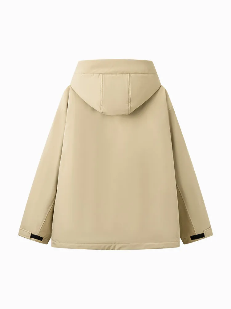 Men's gray mid-length thick cotton coat