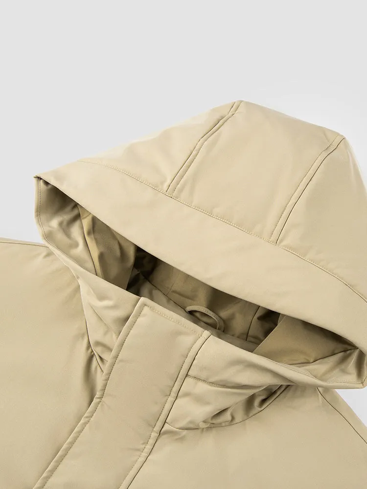Men's gray mid-length thick cotton coat