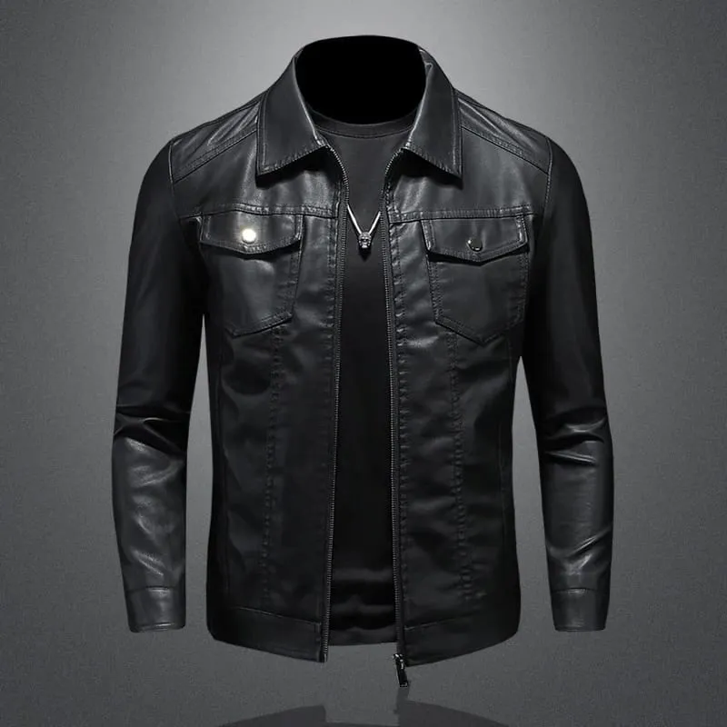 Men's PU Jackets Fashion Man Streetwear Hip Hop Motorcycle Leather Coats m S4789037