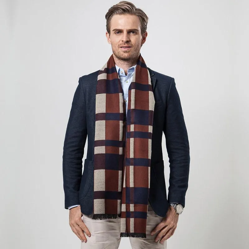 Men's Winter Cashmere Plaid Scarf