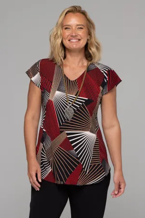 Merlot Print Short Sleeve Jersey Top