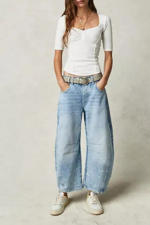 Mid Rise Barrel Jeans