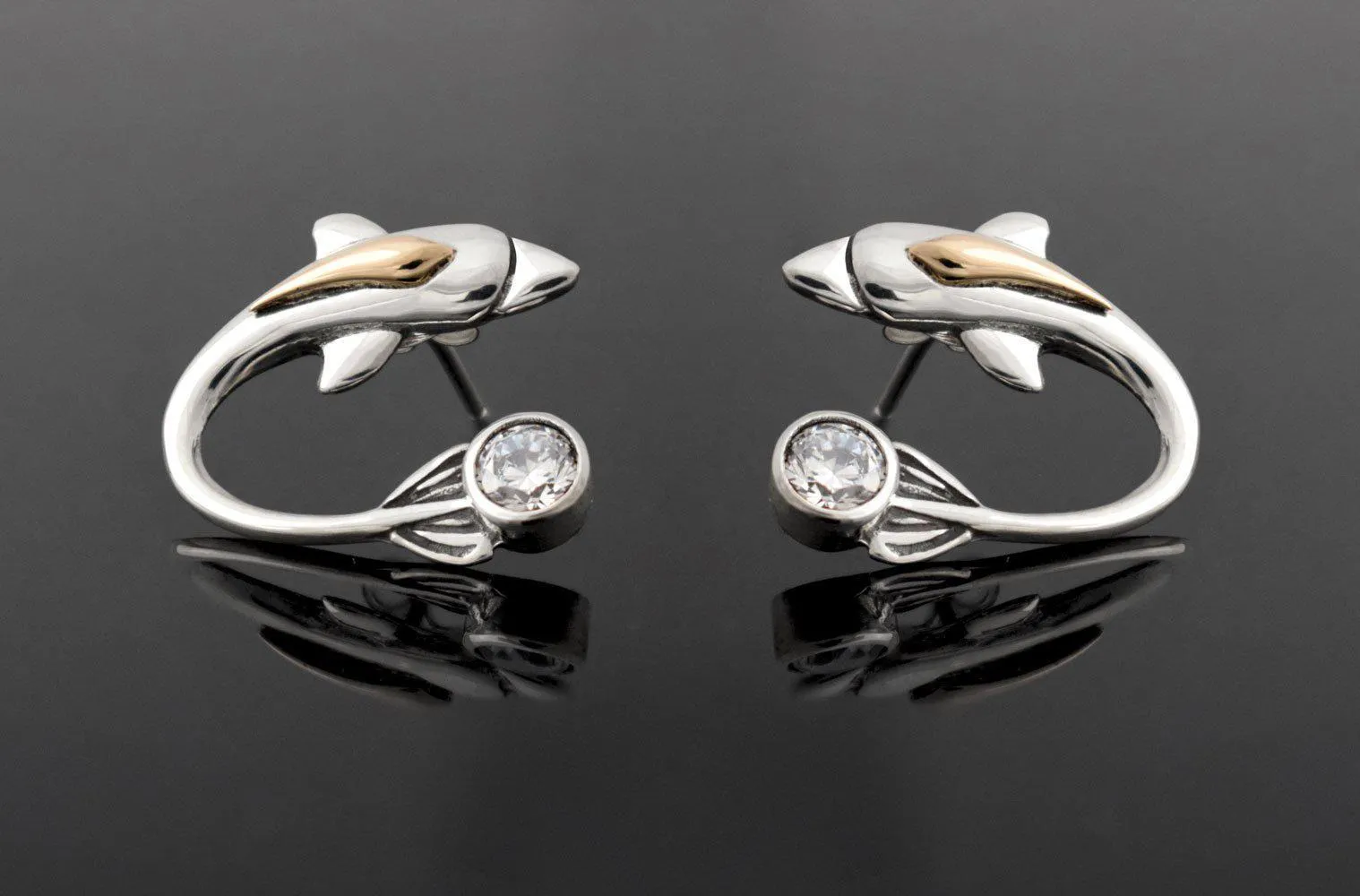 Minoan Dolphins Earrings, sterling silver earrings, Greek Jewelry, Womens Fashion (AG-12)