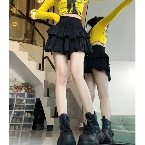 MQTIME  -  2024 New Half length Skirt Pure Desire Wind Fluffy Cake Waist Skirt Slimming and Anti Shining A-line Pleated Short Skirt