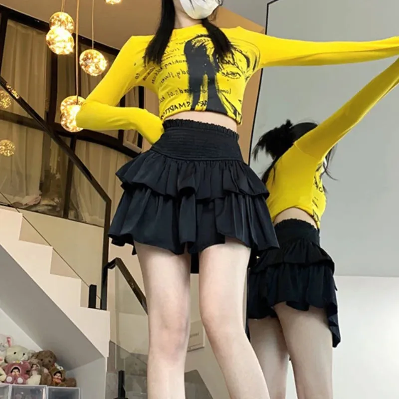MQTIME  -  2024 New Half length Skirt Pure Desire Wind Fluffy Cake Waist Skirt Slimming and Anti Shining A-line Pleated Short Skirt