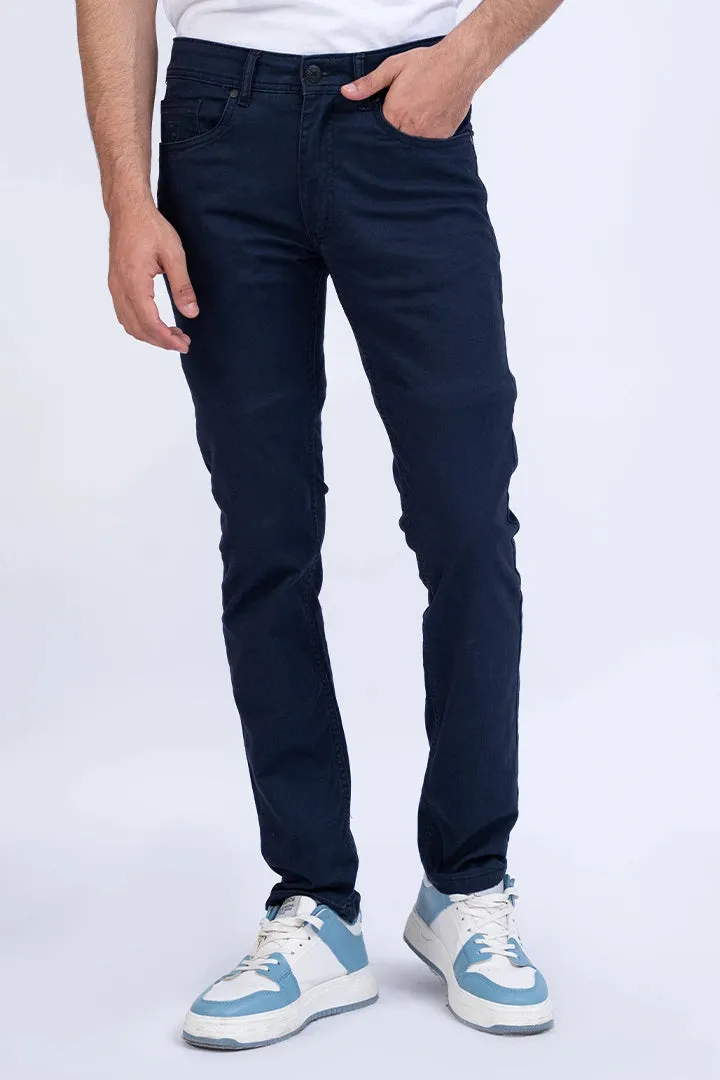Navy Slim Fit 5 Pocket Pants