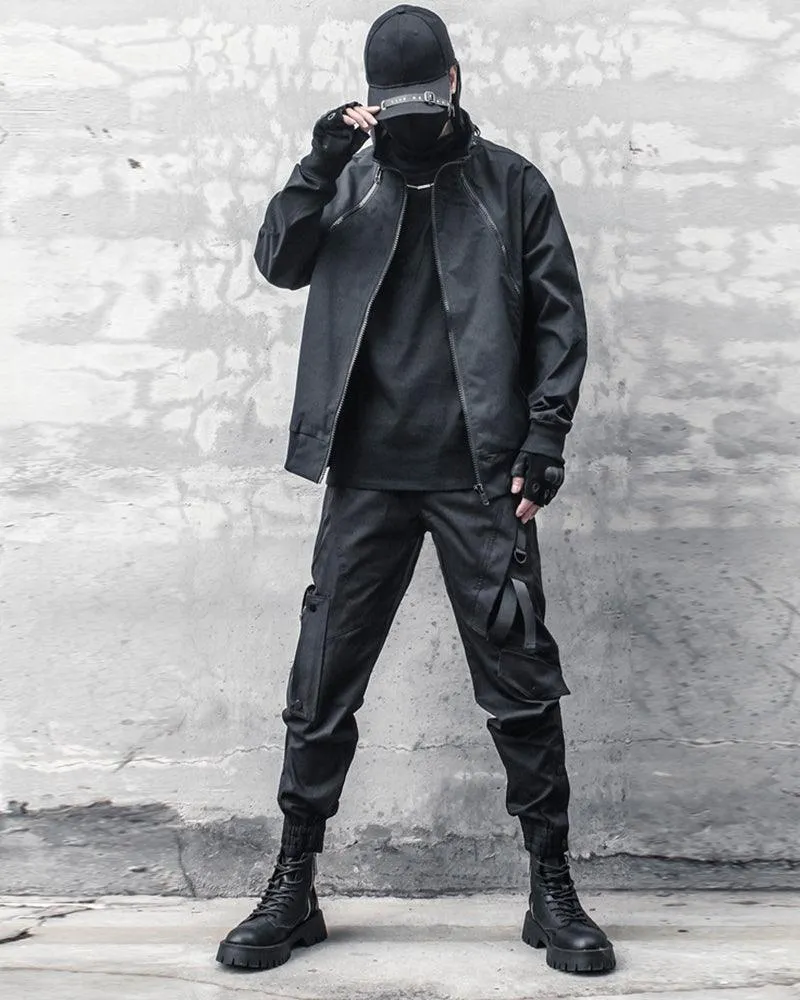 Ninja Techwear Black Slim Cargo Pants