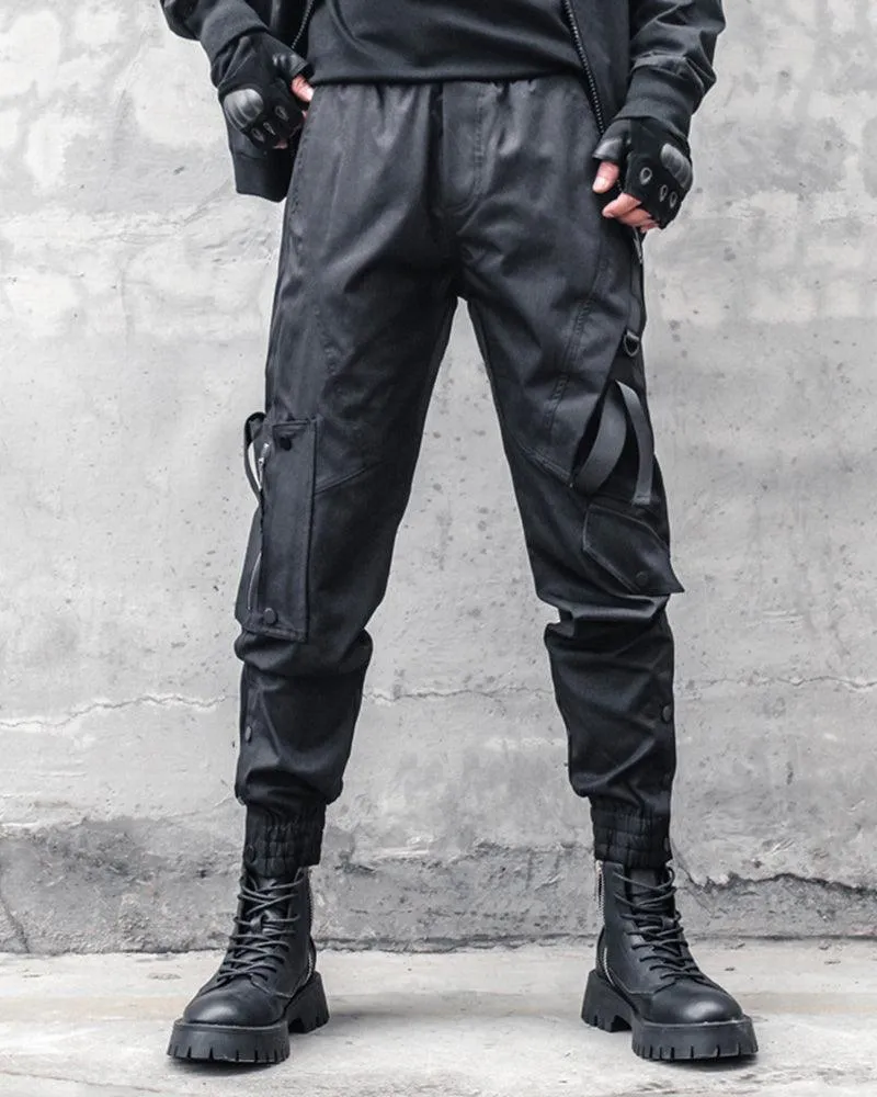 Ninja Techwear Black Slim Cargo Pants