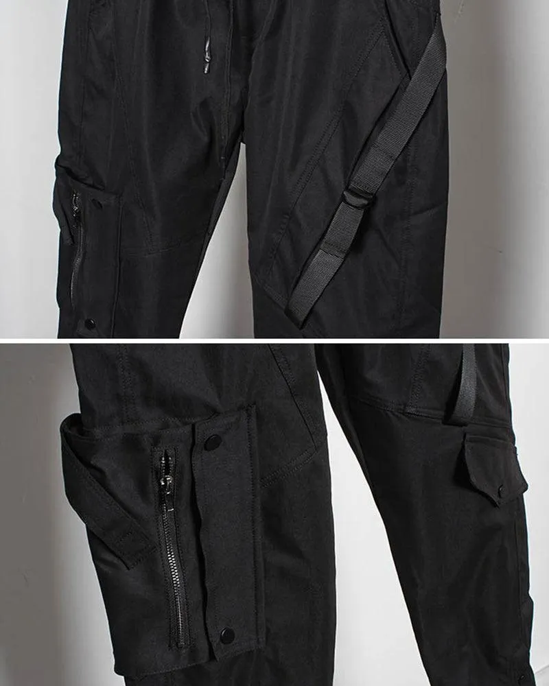 Ninja Techwear Black Slim Cargo Pants