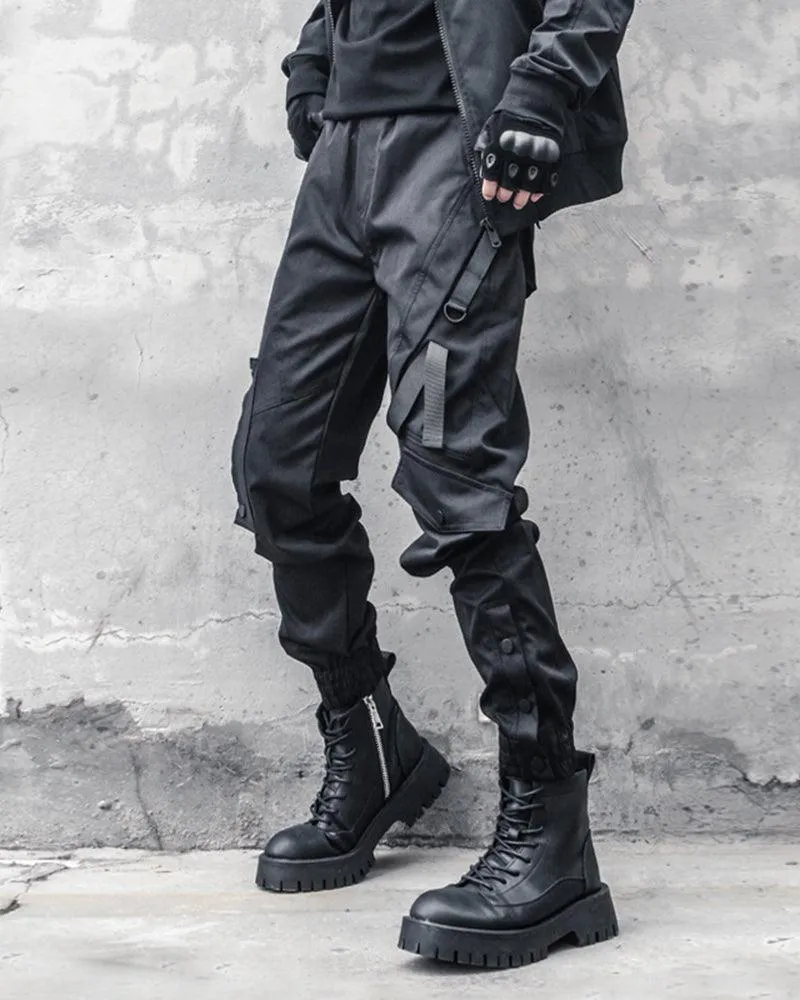 Ninja Techwear Black Slim Cargo Pants