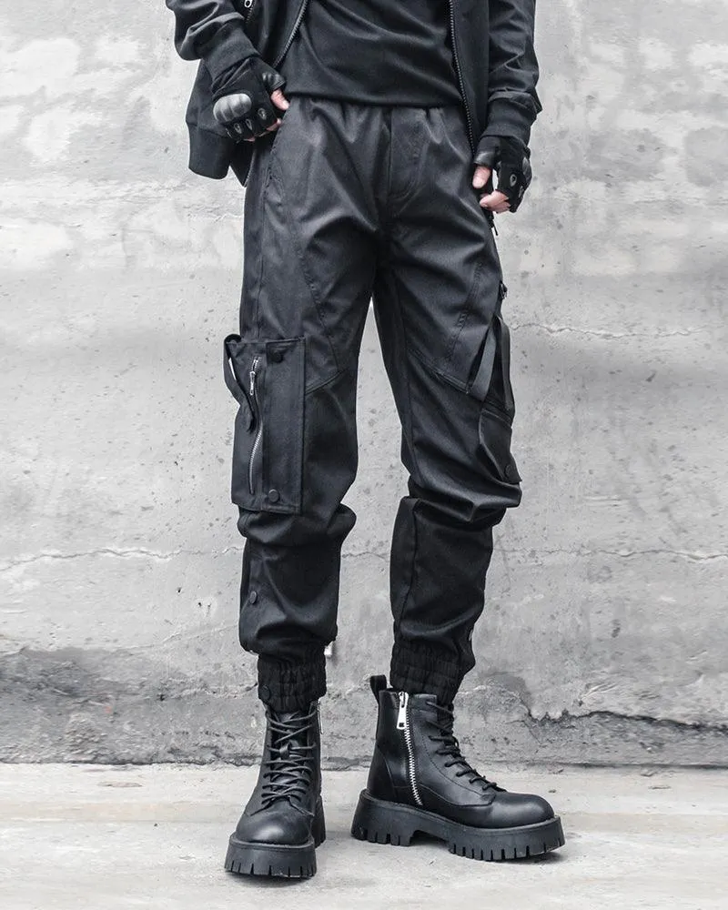 Ninja Techwear Black Slim Cargo Pants