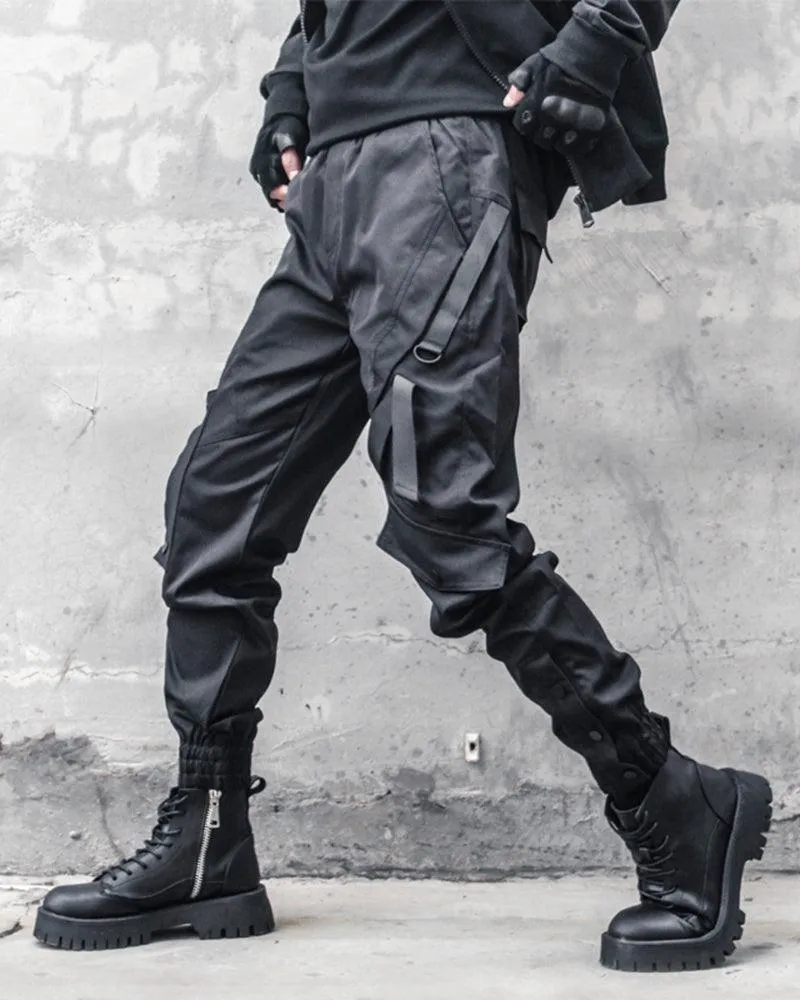 Ninja Techwear Black Slim Cargo Pants