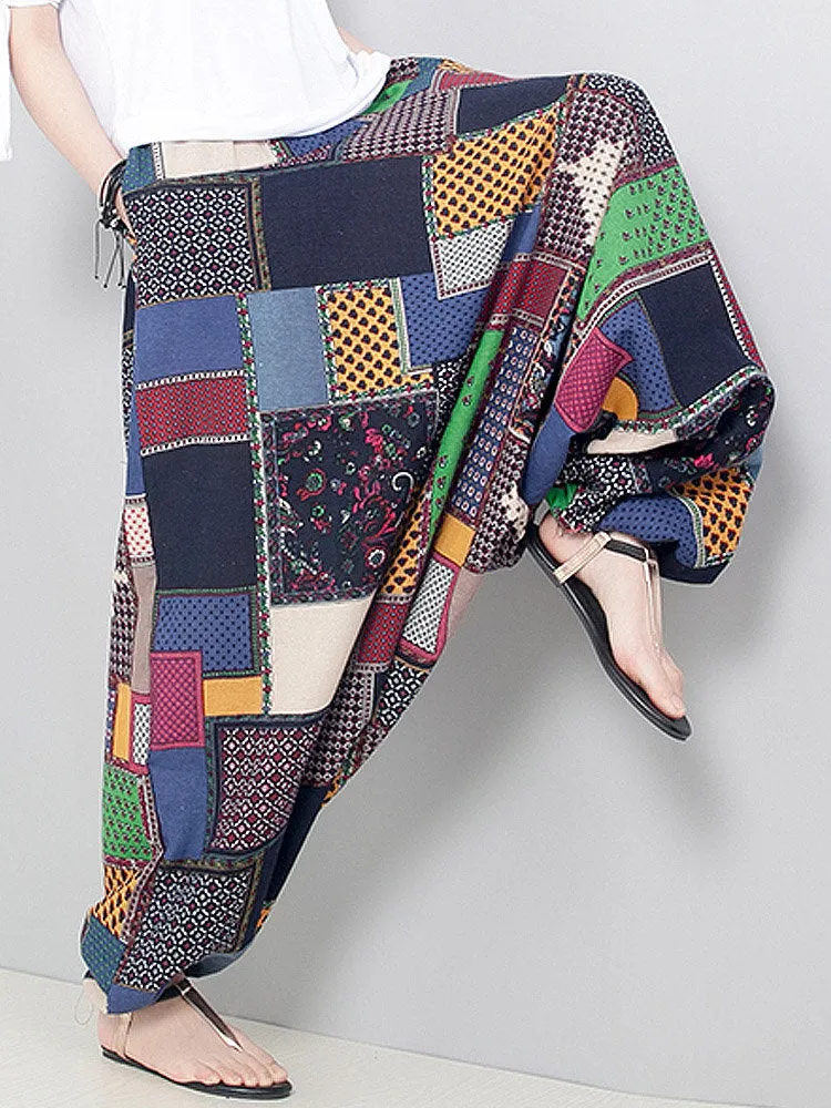 O-NEWE Printed Pocket Harem Pants